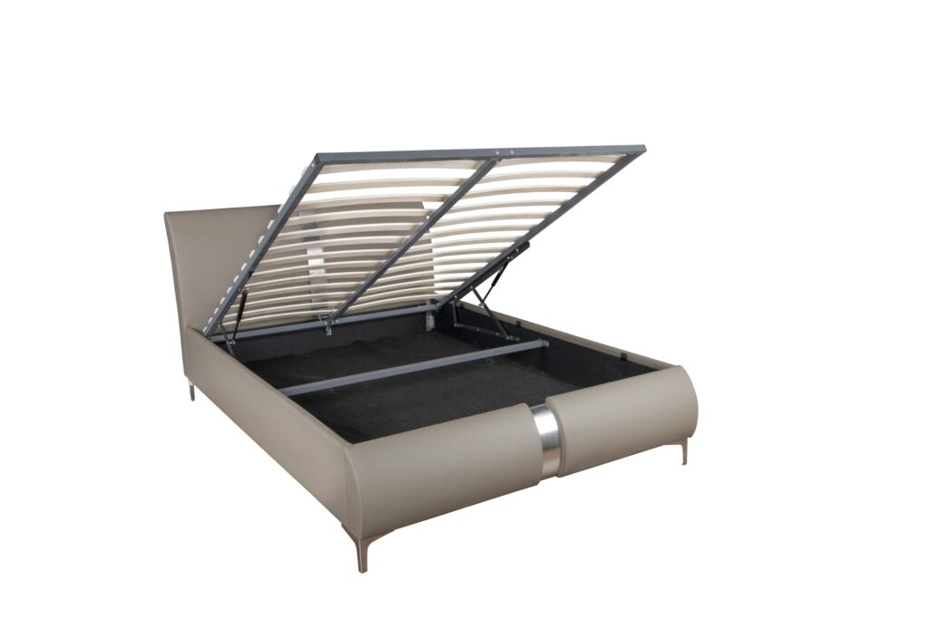 Ariana Ottoman Storage Taupe PU Bed Frame