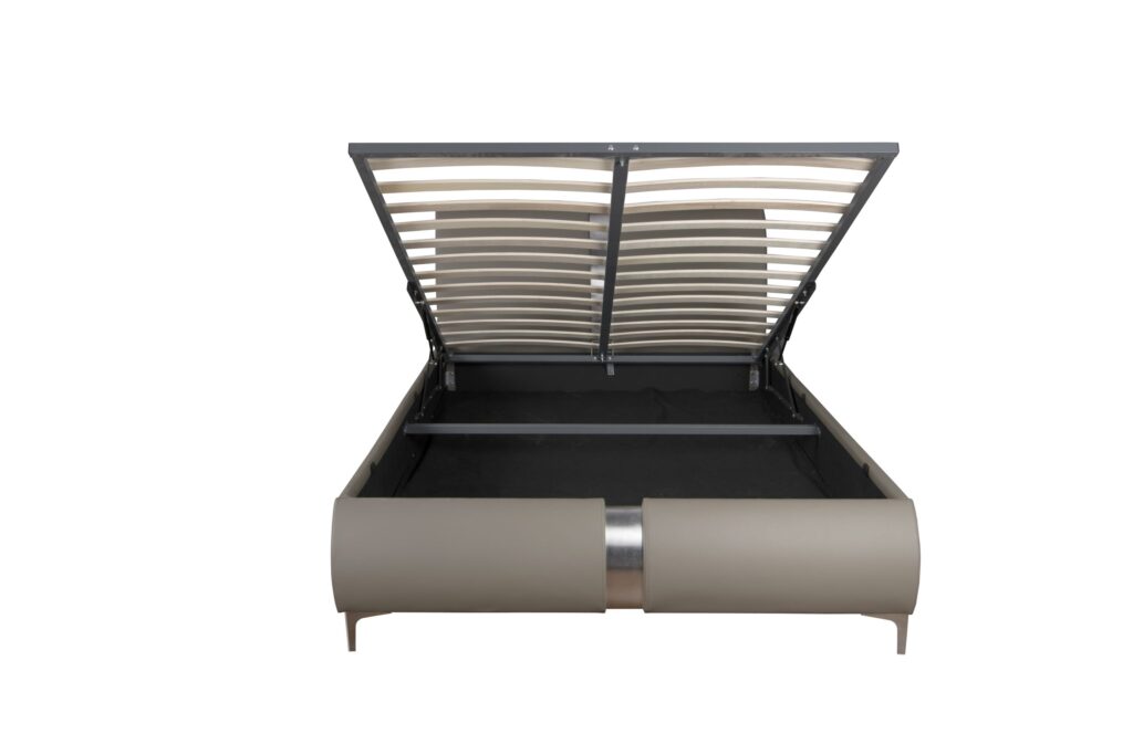 Ariana Ottoman Storage Taupe PU Bed Frame