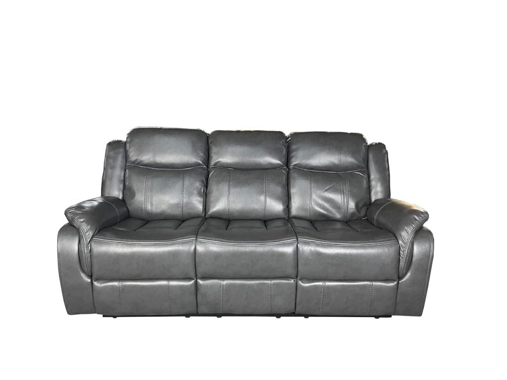 VENICE 3+2 RECLINER LEATHER AIRE SOFA WITH CUP HOLDER– GREY