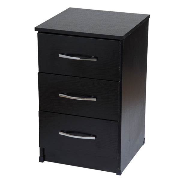 Black 3 Drawer NS Bedside Cabinet