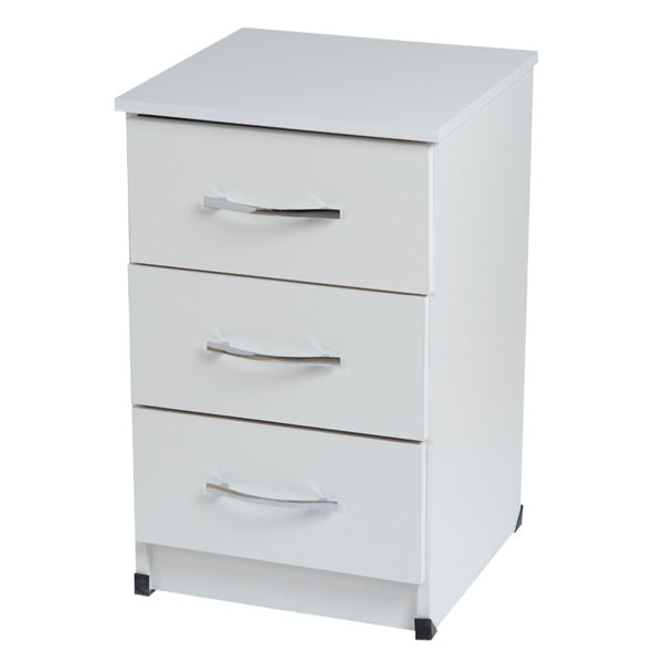 White 3 Drawer NS Bedside Cabinet