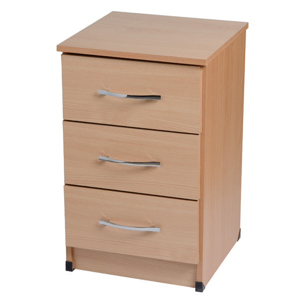 Wood 3 Drawer NS Bedside Cabinet
