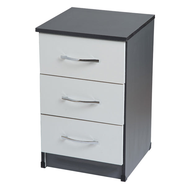 White & Grey 3 Drawer NS Bedside Cabinet