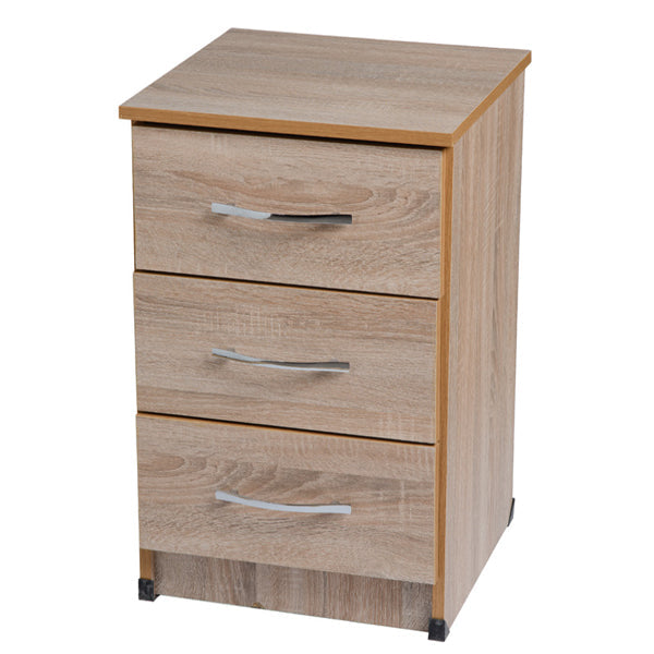 Oak 3 Drawer NS Bedside Cabinet