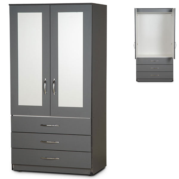 2 Door, 3 Drawers Gents Wardrobe With Mirror