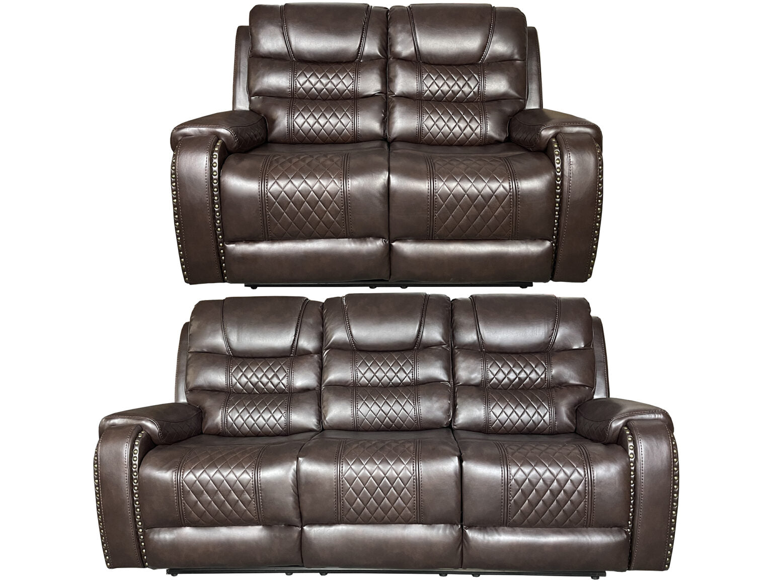 Alaska 3+2 Recliner Leather Aire Sofa Set – Black, Brown, and Grey