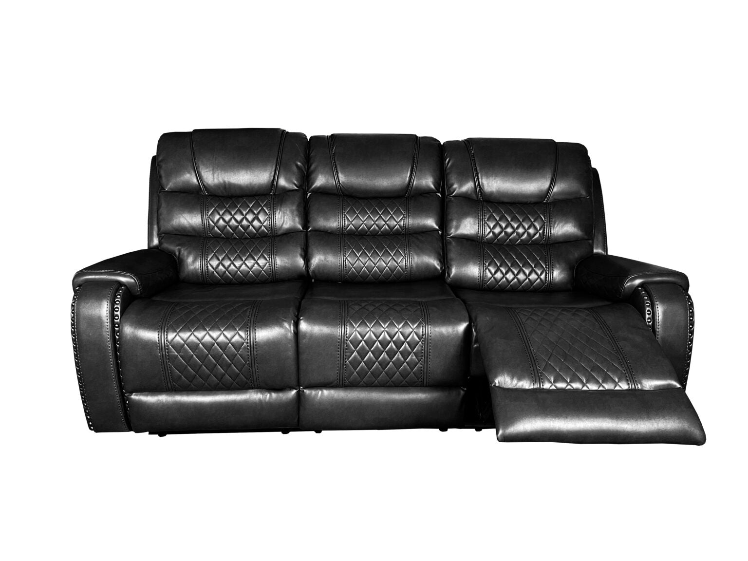 Alaska 3+2 Recliner Leather Aire Sofa Set – Black, Brown, and Grey