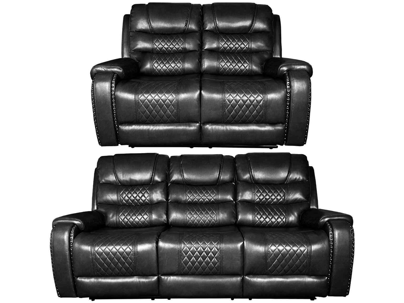 Alaska 3+2 Recliner Leather Aire Sofa Set – Black, Brown, and Grey