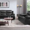 VALENCIA 3+2 RECLINER LEATHER AIRE SOFA – BLACK