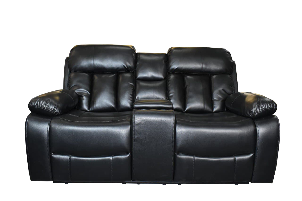 VANCOUVER 3+2 RECLINER LEATHER AIRE SOFA – BLACK
