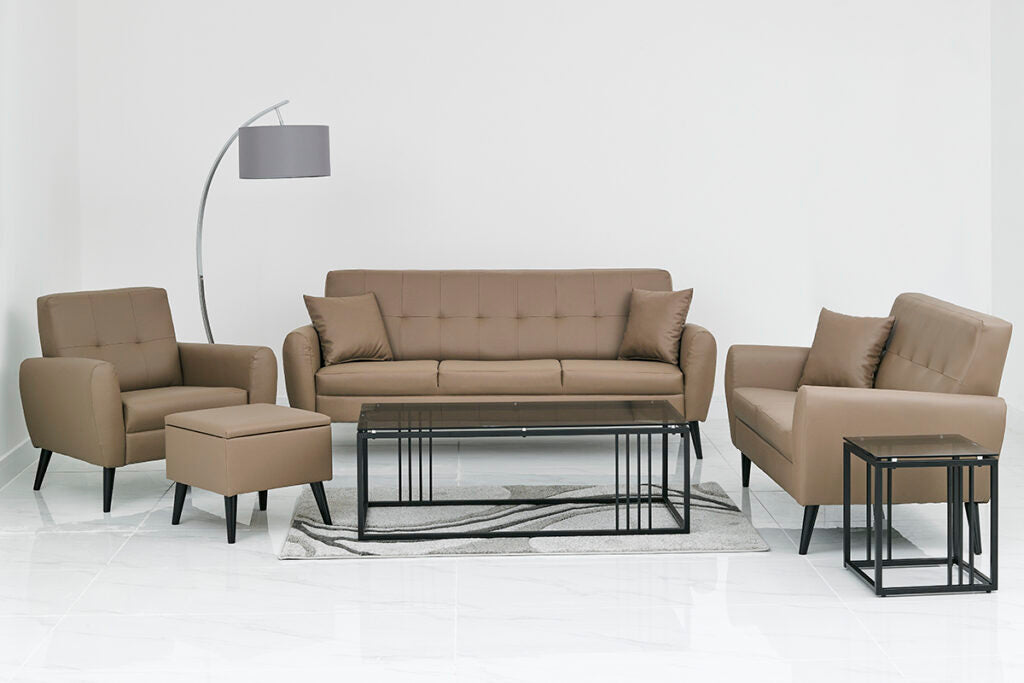 Chic Taupe PVC Sofa Set