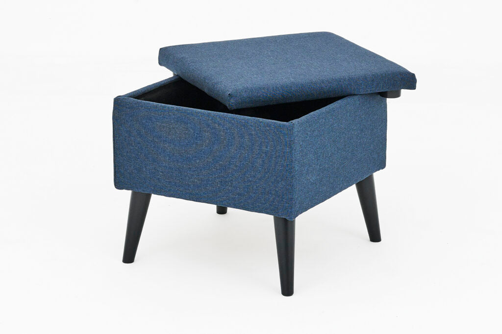 Chic Navy Fabric Sofa Set