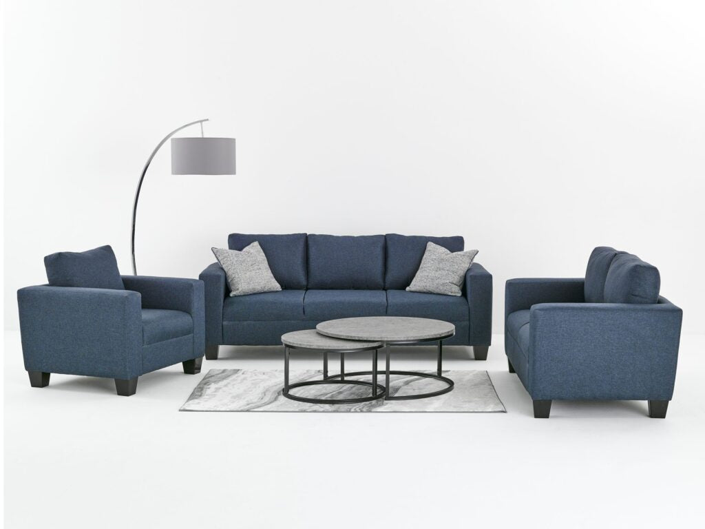 Victoria Navy Fabric Sofa Set