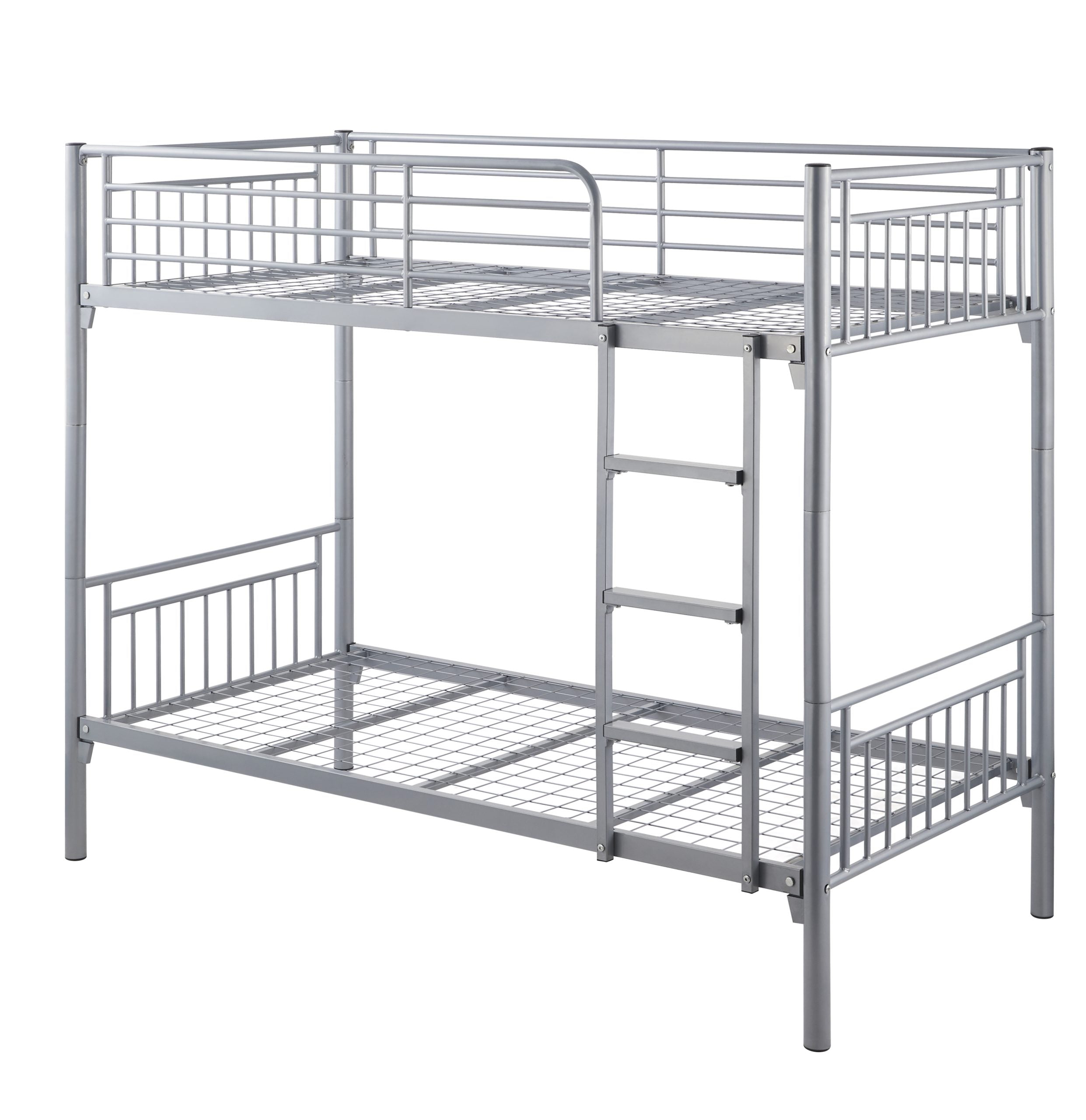 Silver Milano Metal Bunk Bed - Reinforced Heavy Duty Mesh Base Frame, Best Selling (90x190cm)