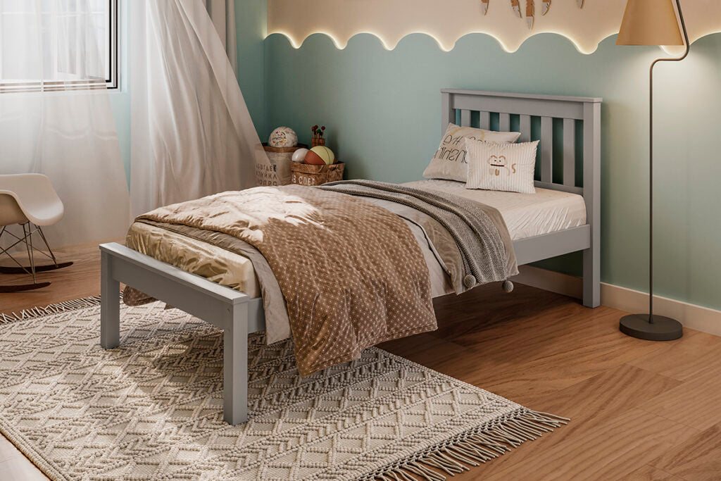 Grey Mission Bed Frame - Wooden