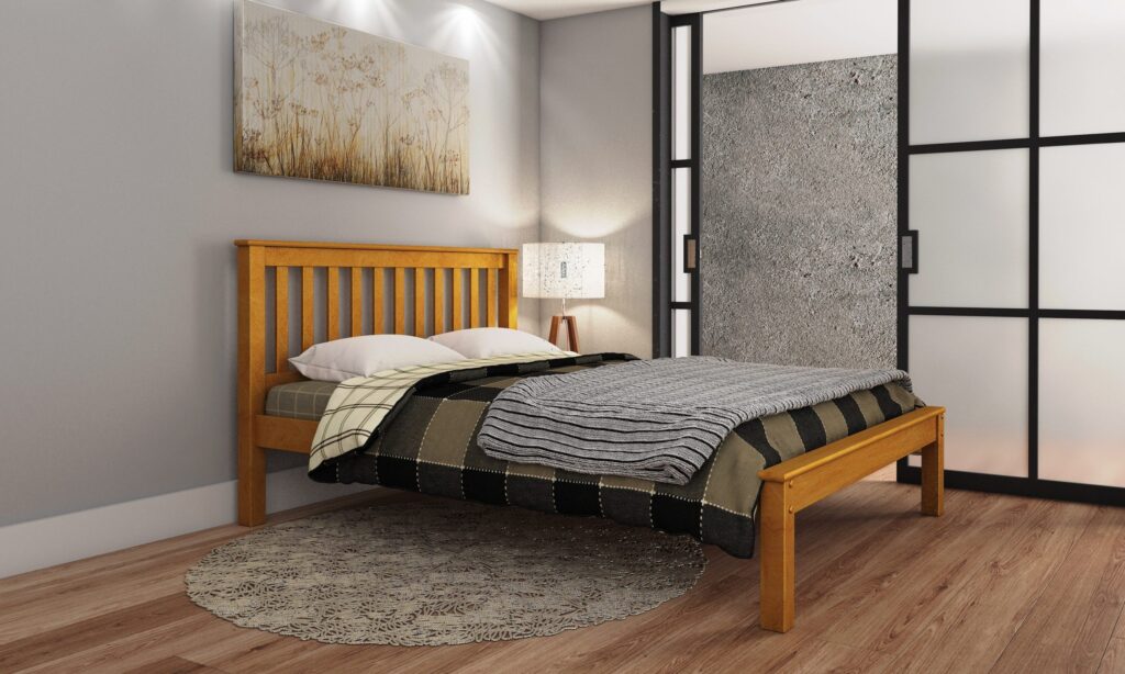 Mission Bed Honey - Wooden Frame