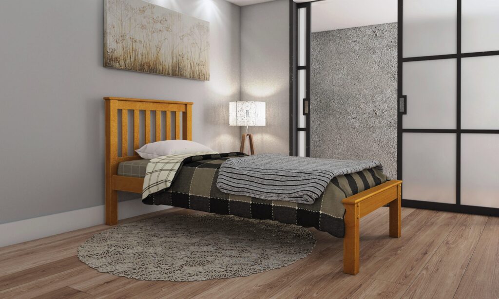 Mission Bed Honey - Wooden Frame
