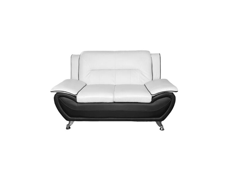 SHIRAZ 3+2 LEATHER SOFA SET – WHITE/BLACK