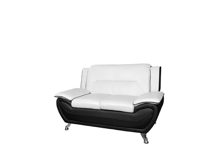 SHIRAZ 3+2 LEATHER SOFA SET – WHITE/BLACK