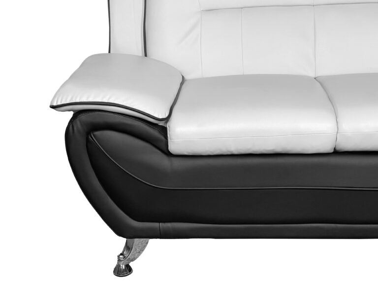 SHIRAZ 3+2 LEATHER SOFA SET – WHITE/BLACK
