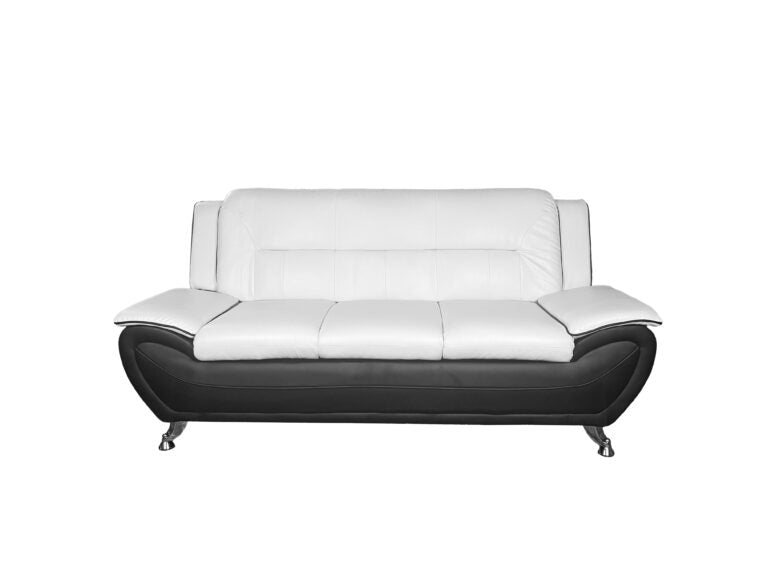SHIRAZ 3+2 LEATHER SOFA SET – WHITE/BLACK