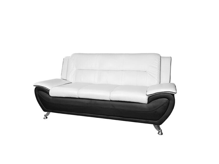 SHIRAZ 3+2 LEATHER SOFA SET – WHITE/BLACK