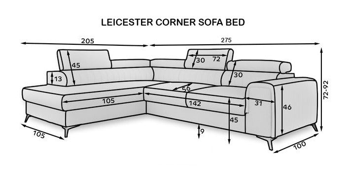 Laurence Corner Sofabed – Plush Velvet  Left & Right Hand
