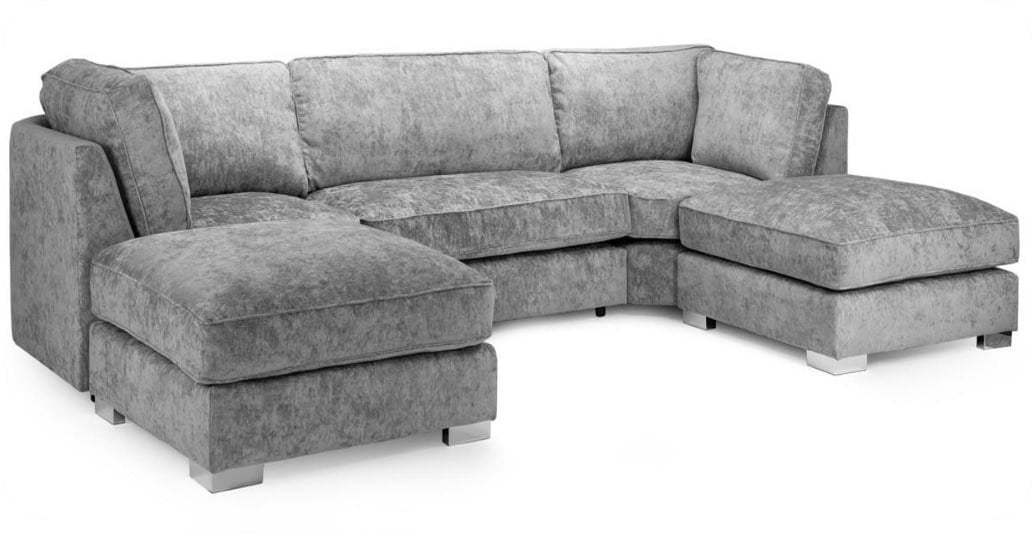 BISHOP U SHAPE FULL BACK CORNER FABRIC SOFA – GREY
