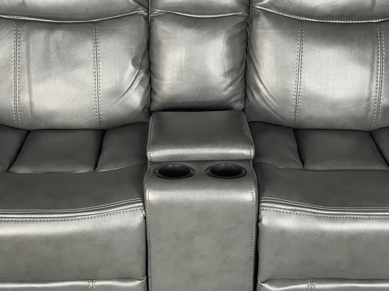 VENICE 3+2 RECLINER LEATHER AIRE SOFA WITH CUP HOLDER– GREY