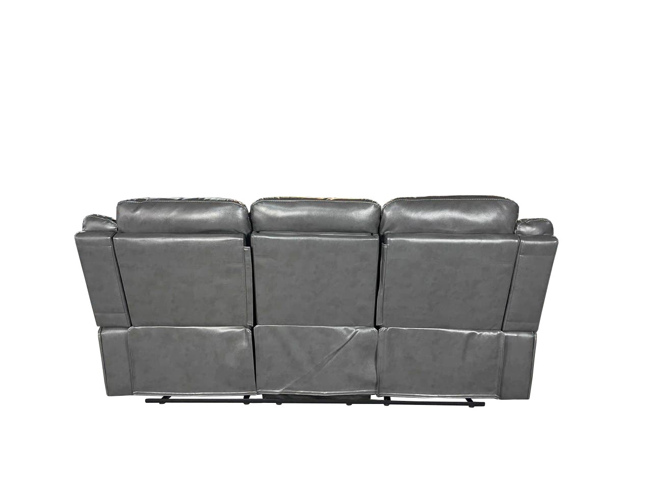 VENICE 3+2 RECLINER LEATHER AIRE SOFA WITH CUP HOLDER– GREY