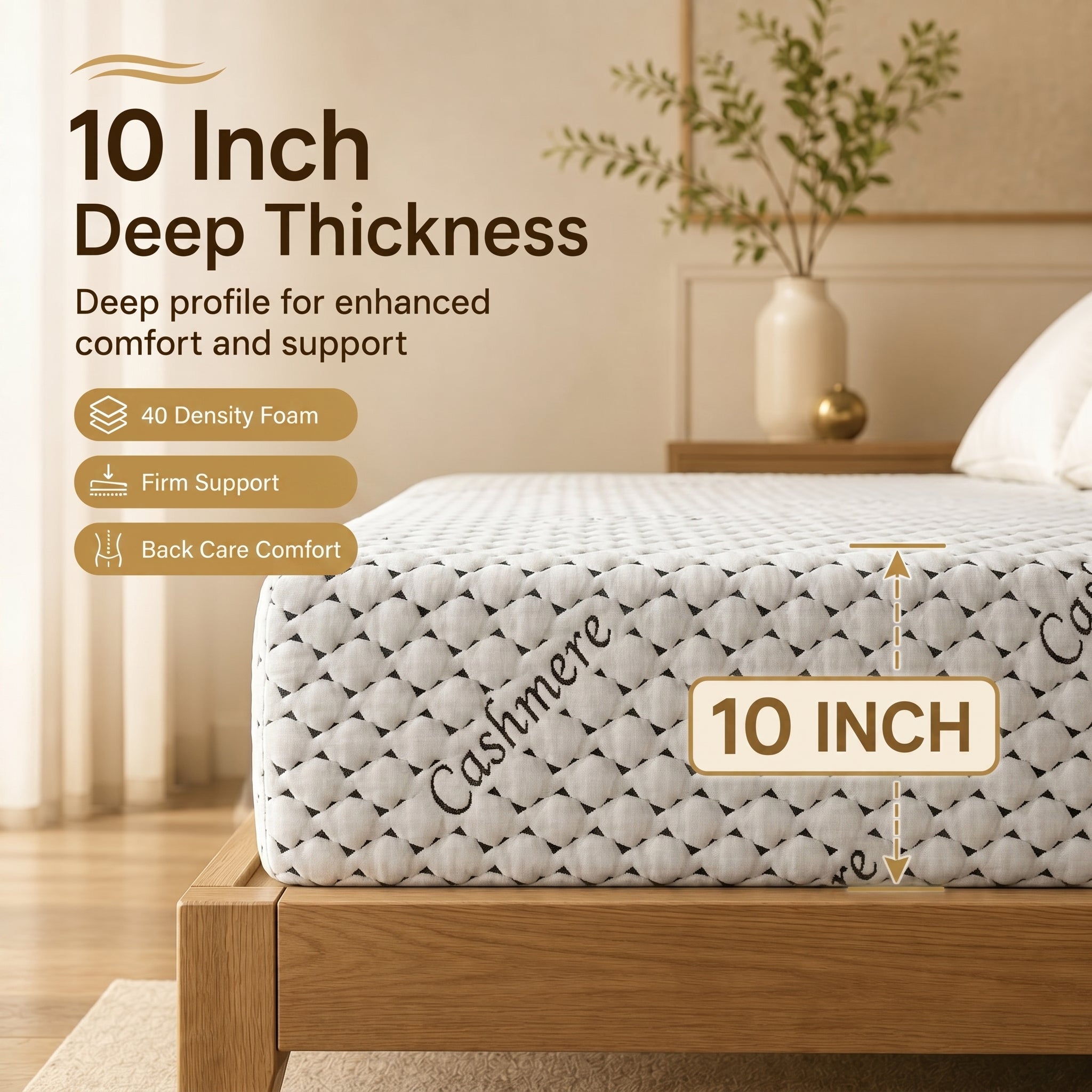 Black Cashmere Back Care Firm Mattress – 40 Density Foam | Zip Washable Cover | Handmade in UK