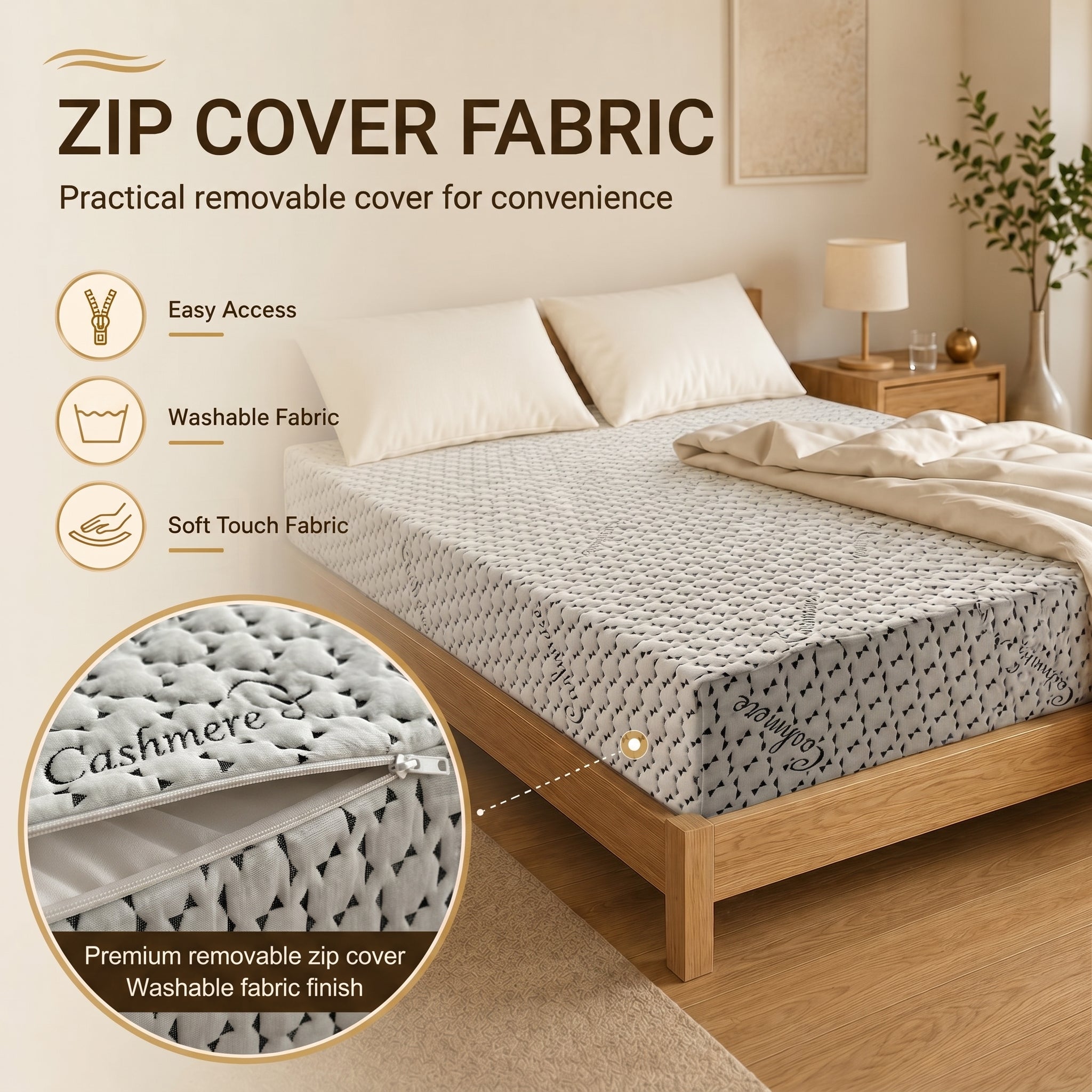 Black Cashmere Back Care Firm Mattress – 40 Density Foam | Zip Washable Cover | Handmade in UK