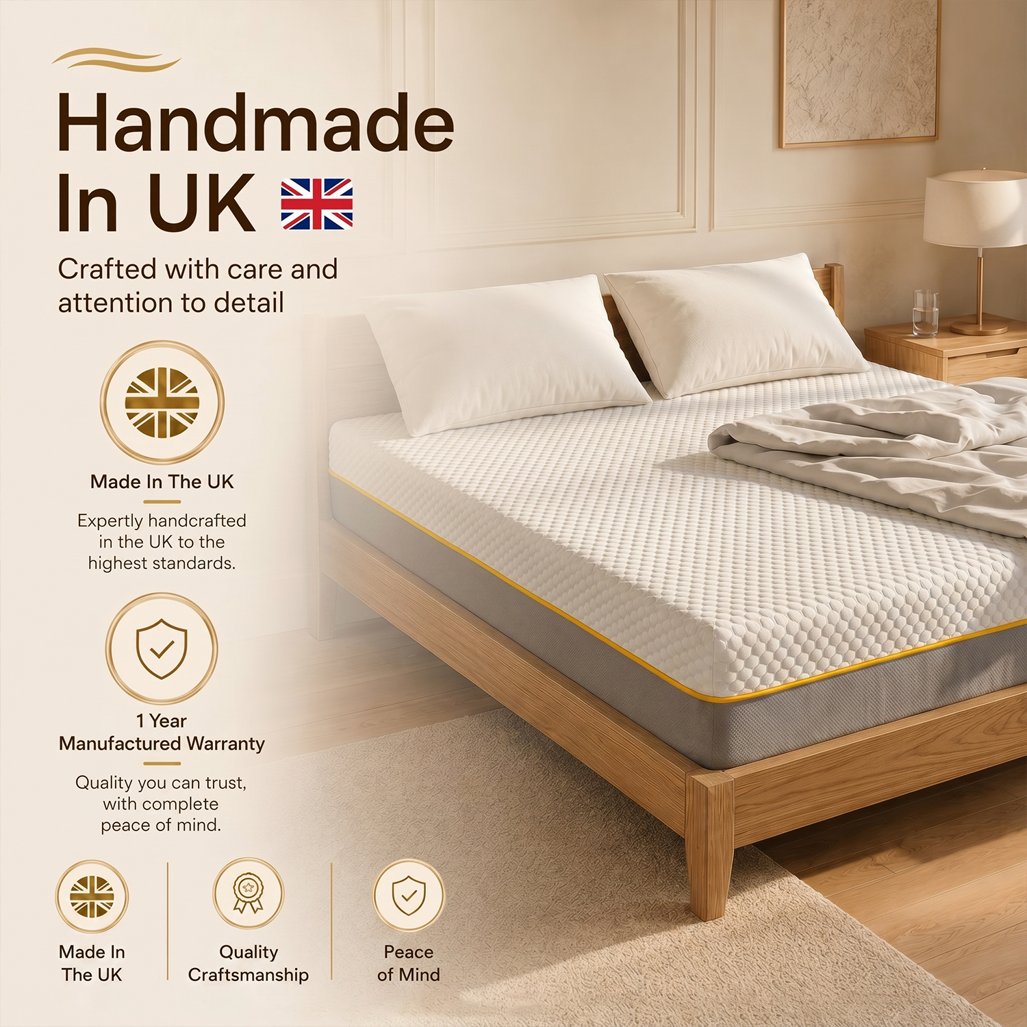 Premium Orthopaedic Back Care Mattress – 10” Deep Firm Support | Bubble Yellow