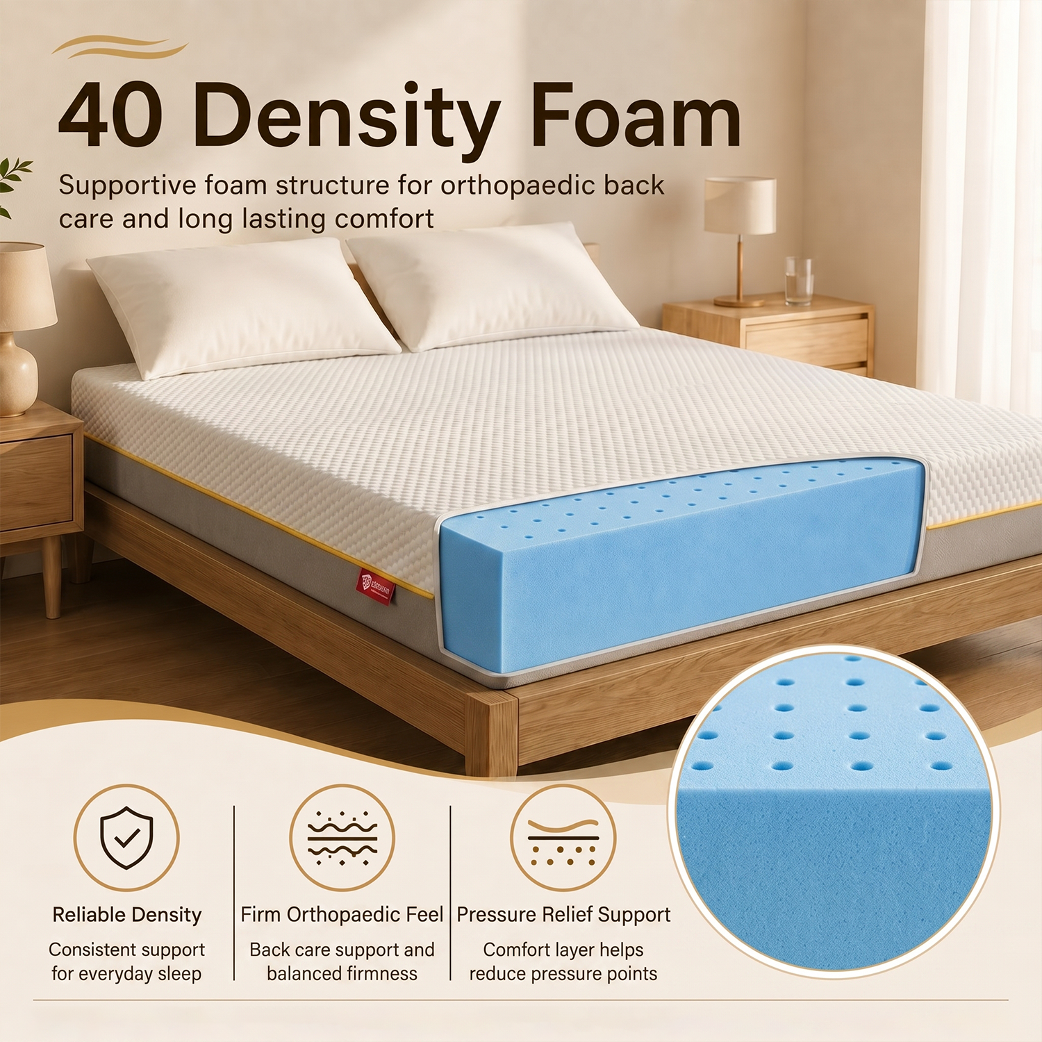 Premium Orthopaedic Back Care Mattress – 10” Deep Firm Support | Bubble Yellow