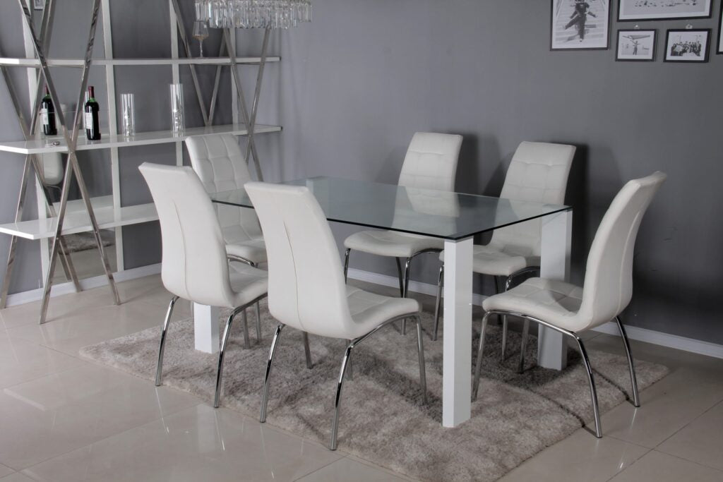 Savona Large Table With Lugano White Chairs