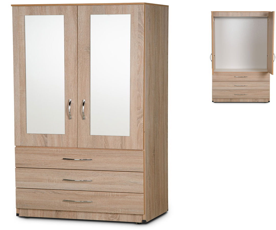 2 Door, 3 Drawers Gents Wardrobe With Mirror