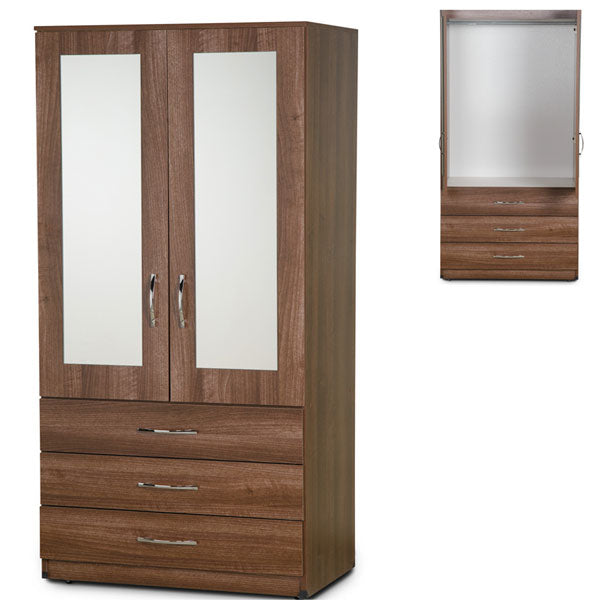 2 Door, 3 Drawers Gents Wardrobe With Mirror