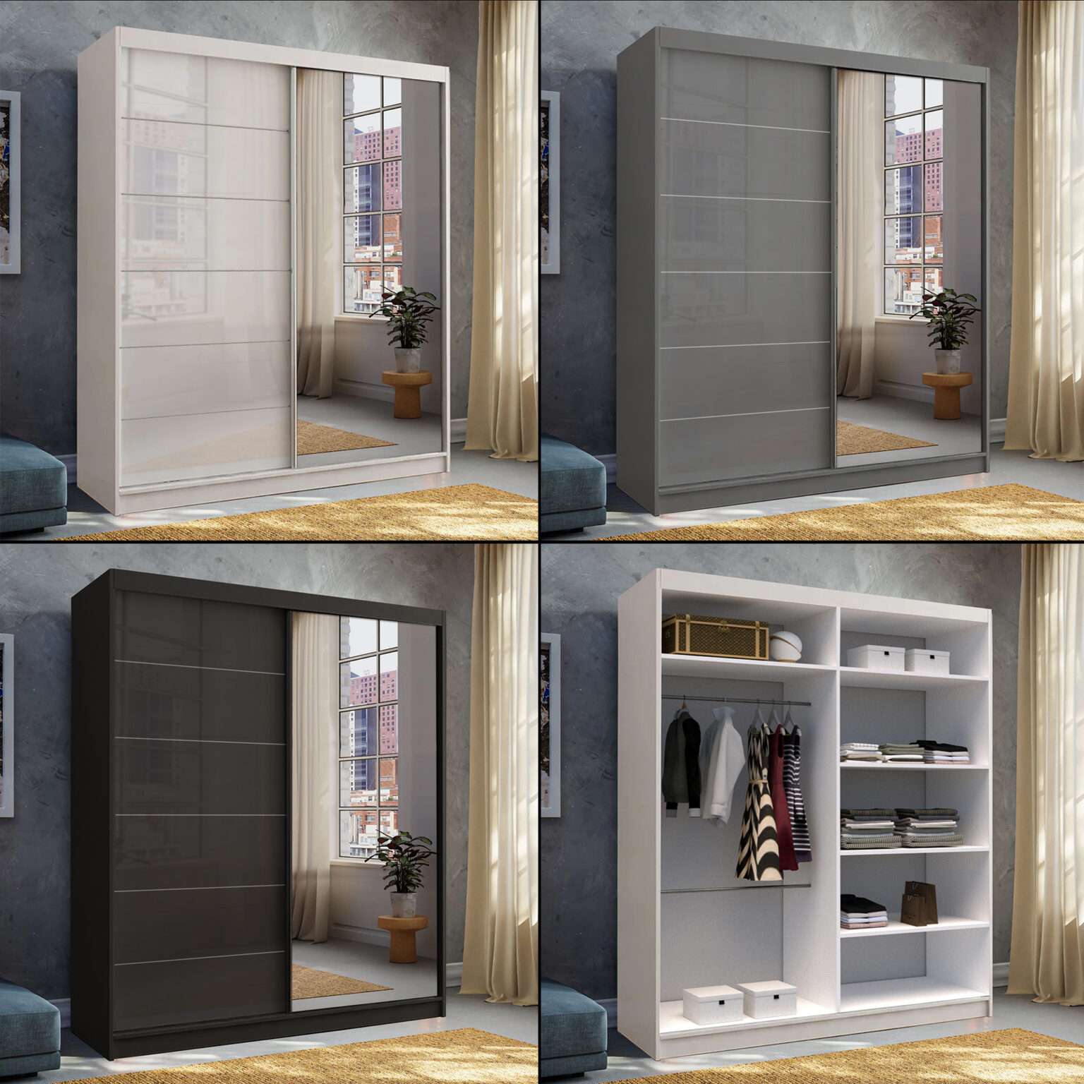 Infinity High Gloss Sliding Wardrobe