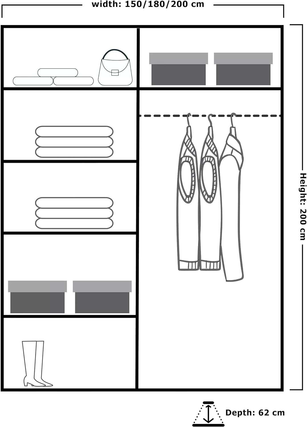 Infinity High Gloss Sliding Wardrobe