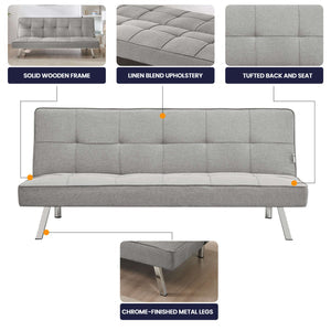Grey Sofa Bed 3 Seater Click Clack - Britney