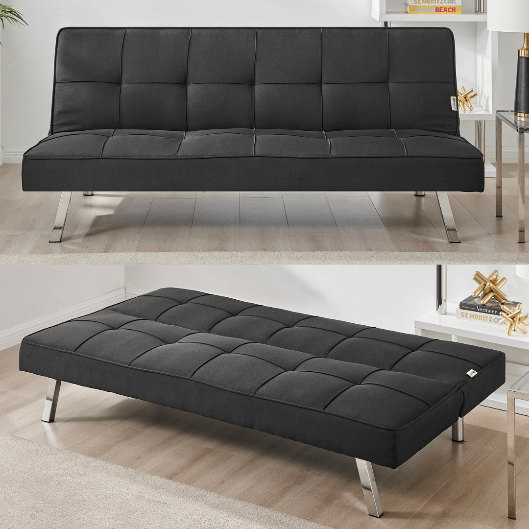 Black Sofa Bed 3 Seater Click Clack - Britney