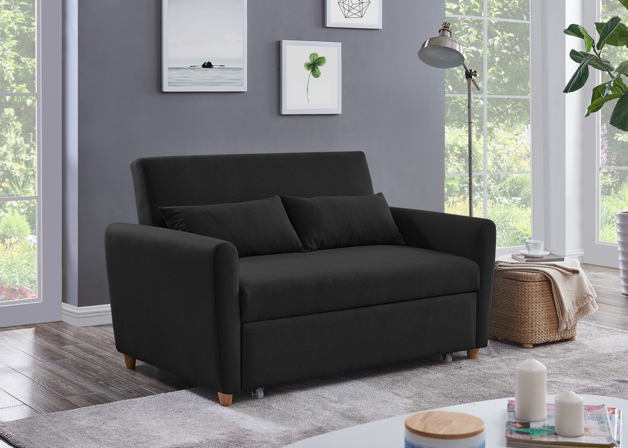 Dahlia Black 2-Seater Pull Out Sofa Bed - Convertible Sleeper Sofa