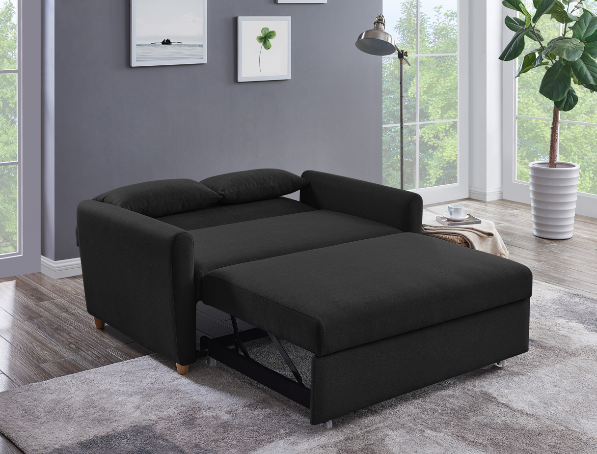 Dahlia Black 2-Seater Pull Out Sofa Bed - Convertible Sleeper Sofa