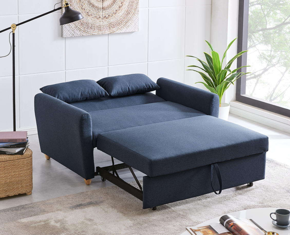 Dahlia Navy Blue 2-Seater Pull Out Sofa Bed - Convertible Sleeper Sofa