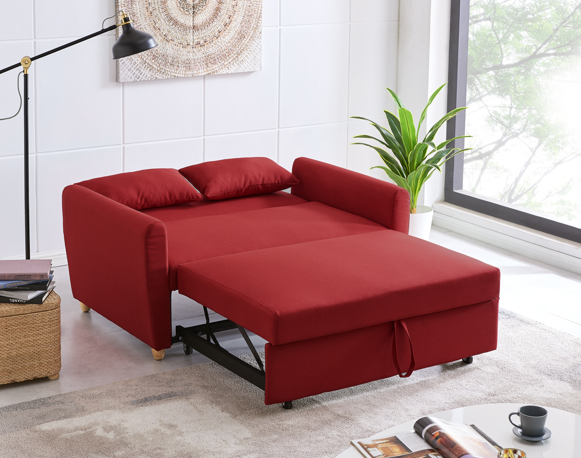 Dahlia Red 2-Seater Pull Out Sofa Bed - Convertible Sleeper Sofa