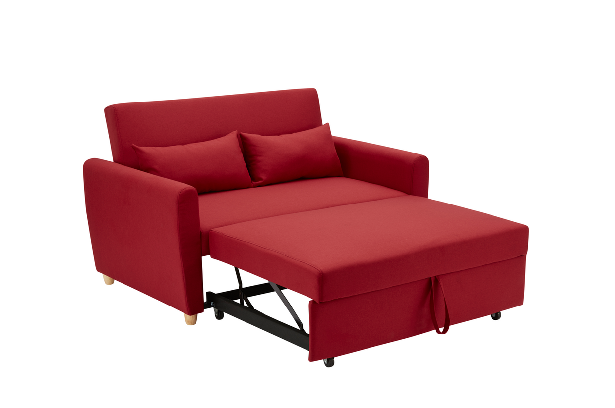 Dahlia Red 2-Seater Pull Out Sofa Bed - Convertible Sleeper Sofa