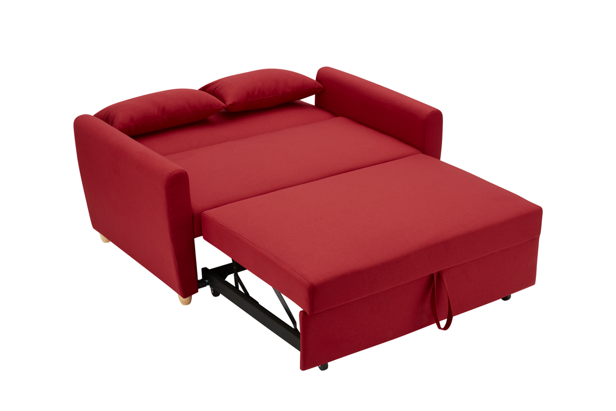 Dahlia Red 2-Seater Pull Out Sofa Bed - Convertible Sleeper Sofa