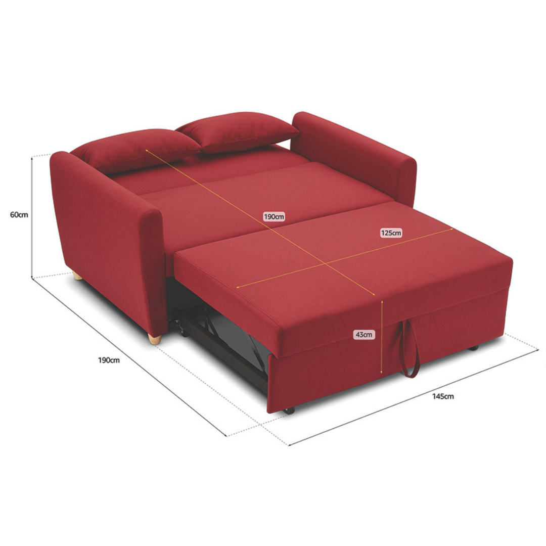 Dahlia Red 2-Seater Pull Out Sofa Bed - Convertible Sleeper Sofa