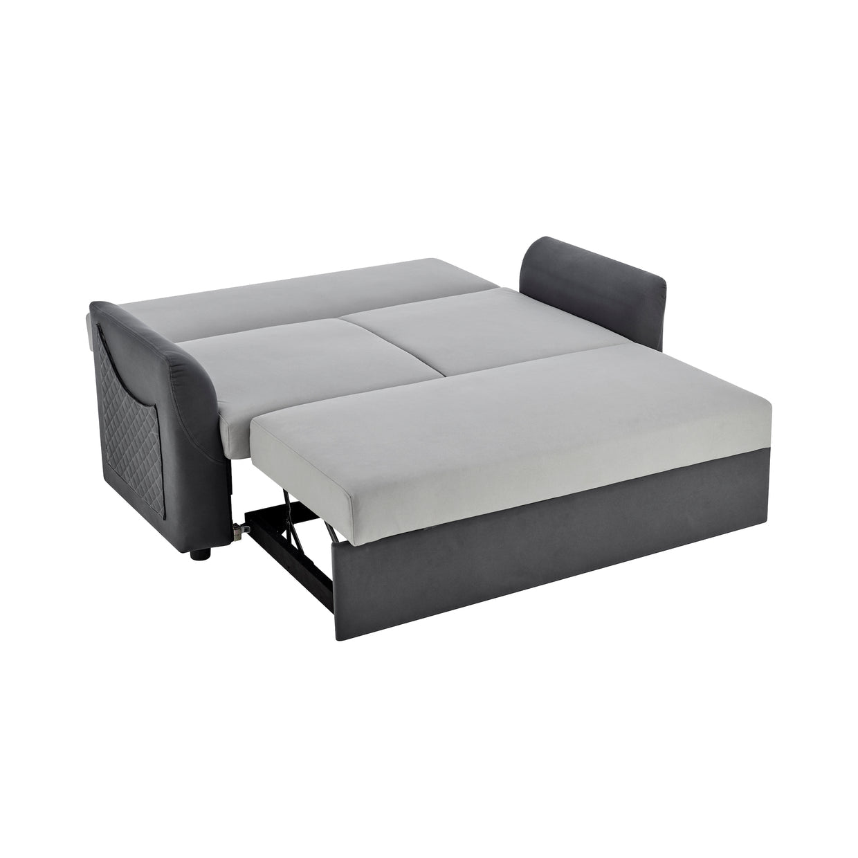Grey Faux Suede Sofa Bed Pull Out Two Seater - Rhona