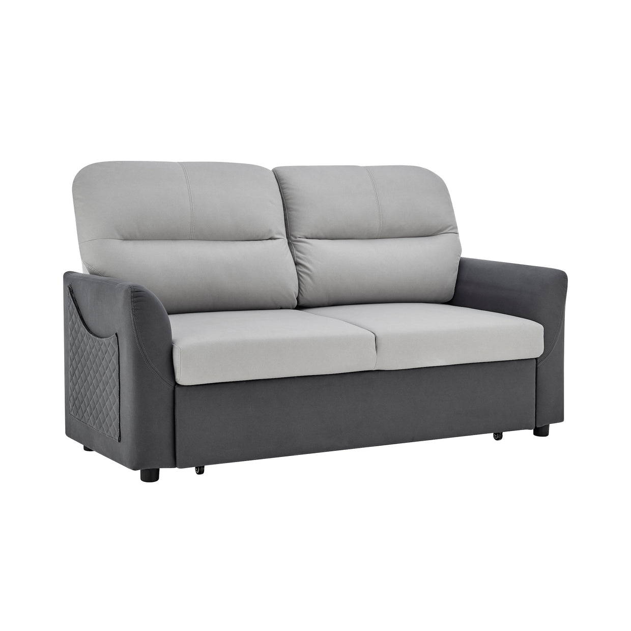 Grey Faux Suede Sofa Bed Pull Out Two Seater - Rhona